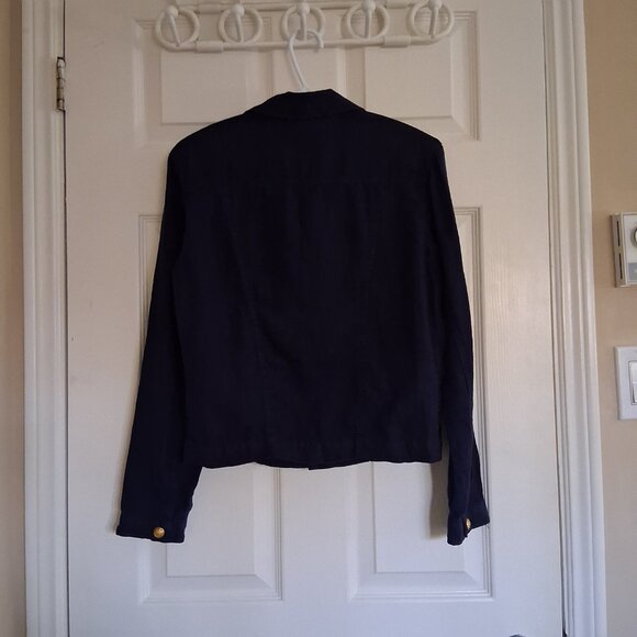 L'Agence Women's Size Small Navy Marine Celine Linen Lightweight Jacket - Picture 5 of 16